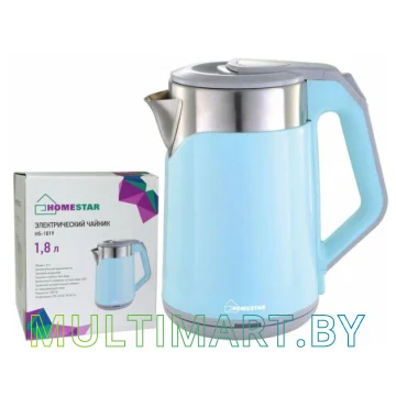 Электрочайник HomeStar HS-1019 (стальной/голубой)